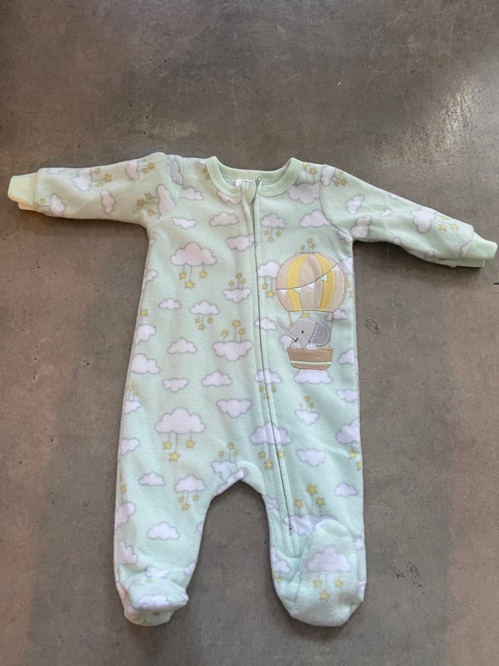 Unbranded Mint Cloud & Hot Air Balloon Footed One-Piece